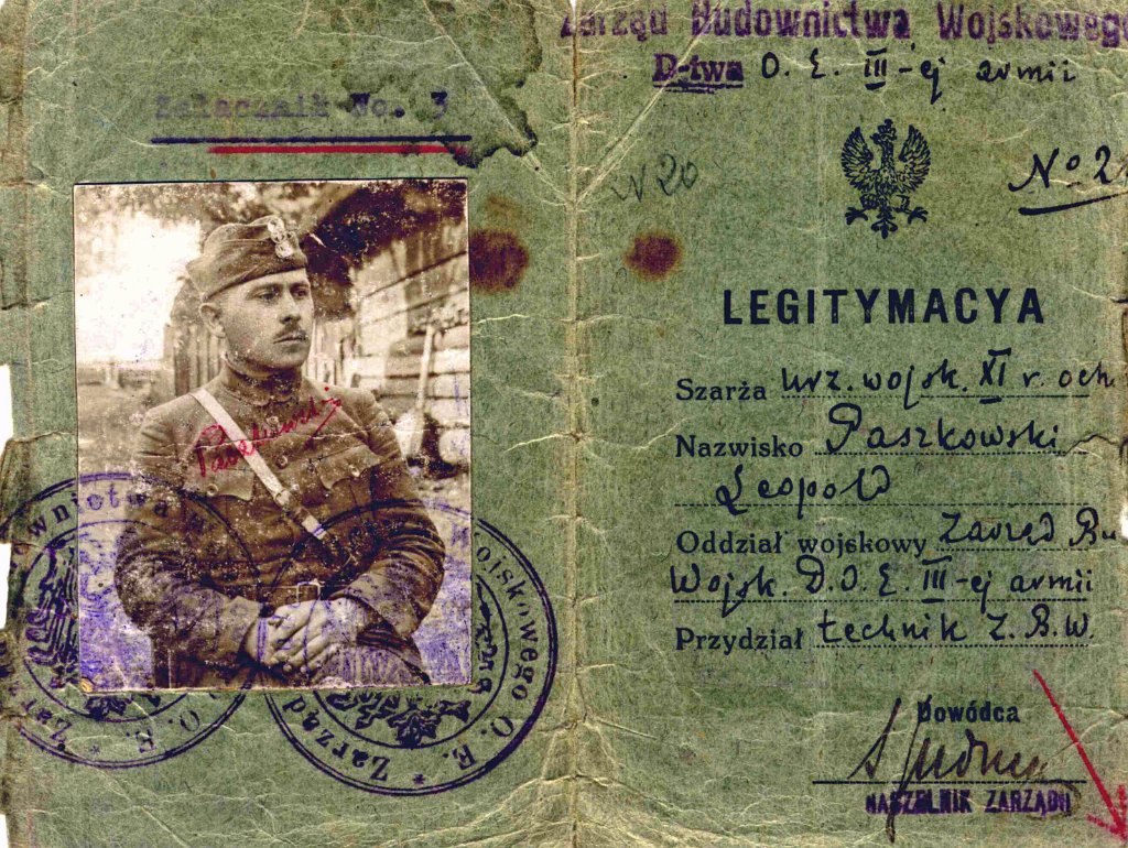 KKE 5977.jpg - Dok. Legitymacja Wojskowa Leopolda Kleofasa Paszkowskiego, Łuck/Kowel, 1914 r.